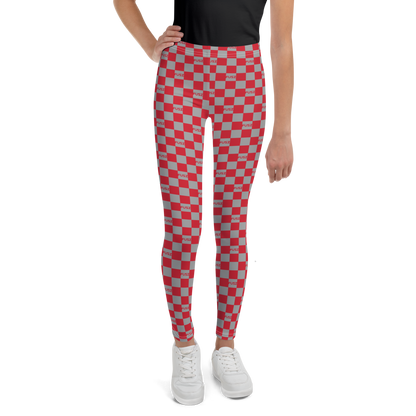 Youth Leggings - Checkered Fusz Red