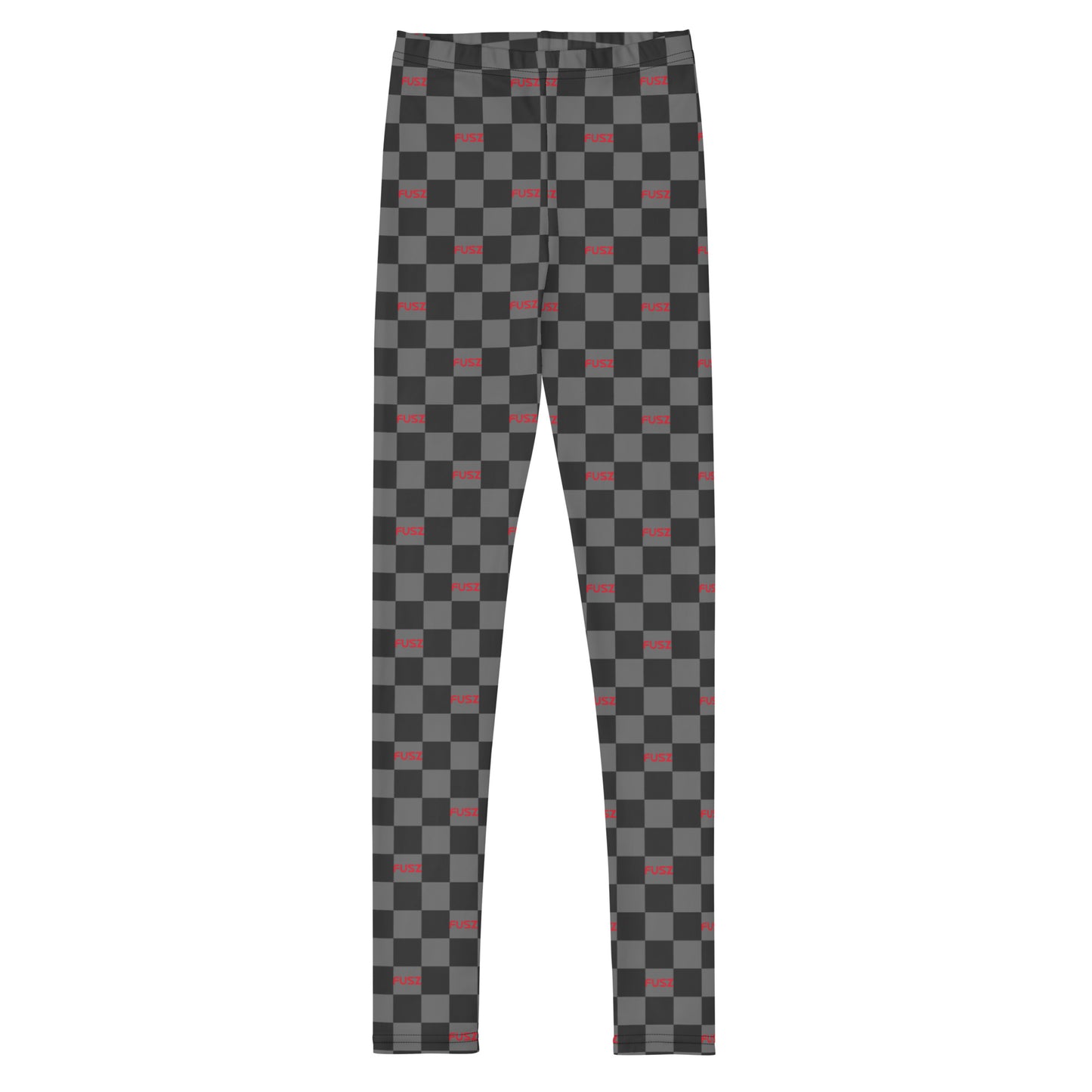 Youth Leggings - Checkered Fusz Gray and Red