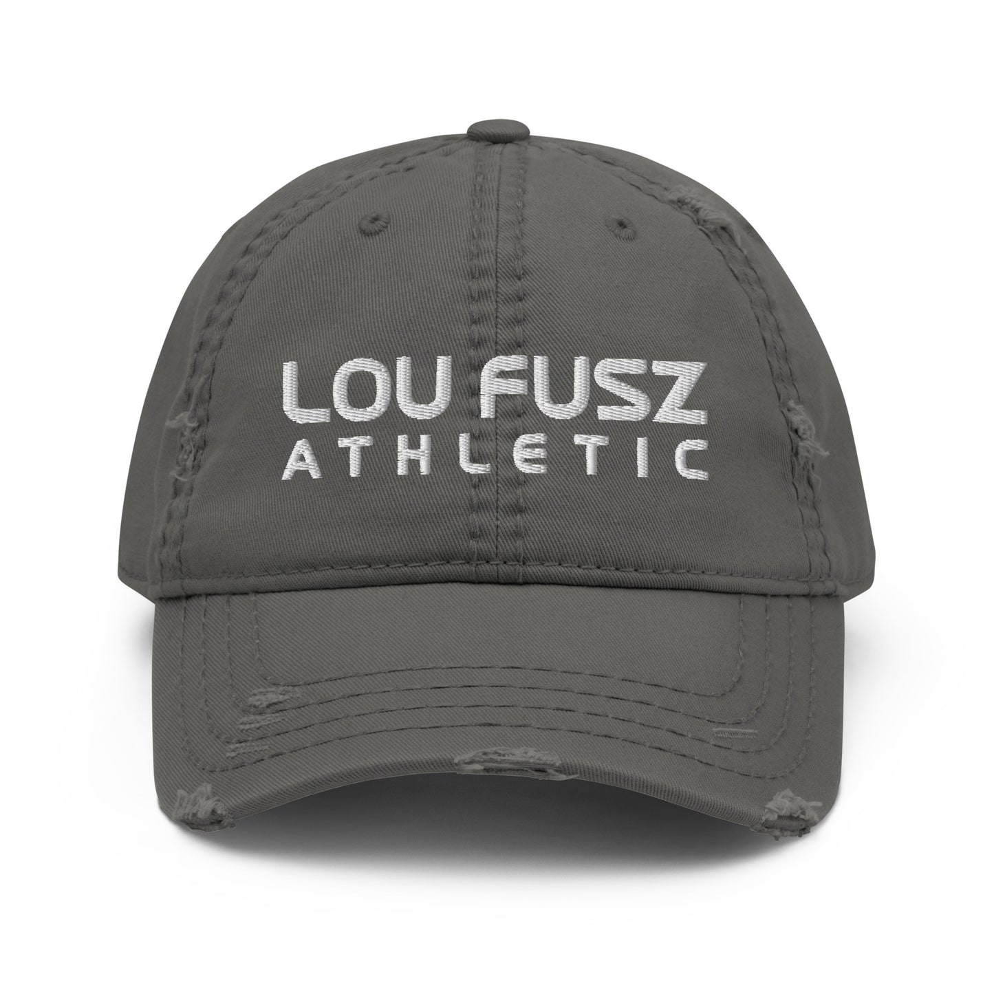 Adult Distressed Dad Hat - Embroidered Lou Fusz Athletic Stack