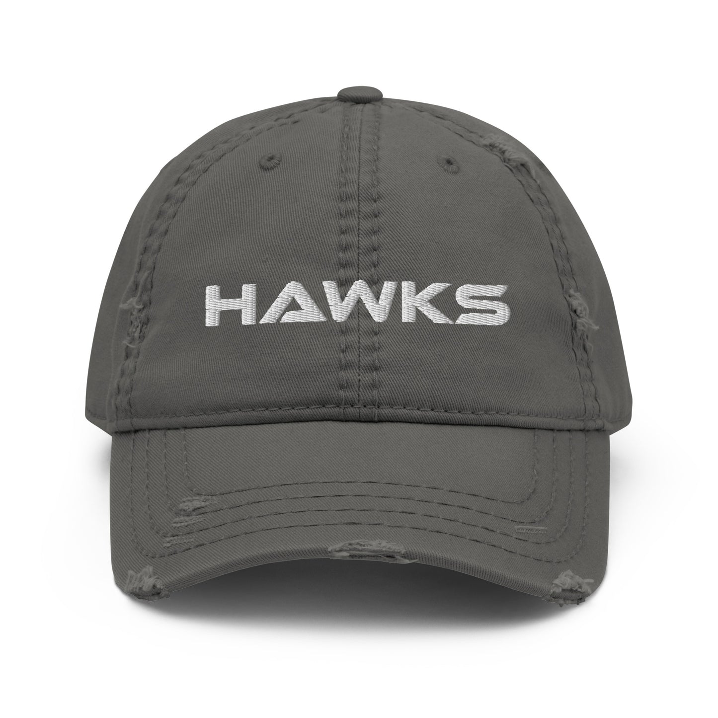 Adult Distressed Dad Hat - Embroidered Hawks