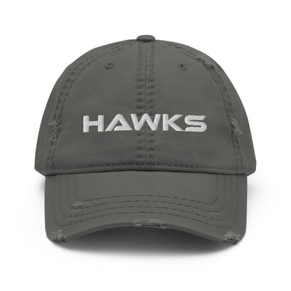 Adult Distressed Dad Hat - Embroidered Hawks