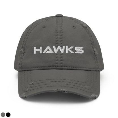 Adult Distressed Dad Hat - Embroidered Hawks