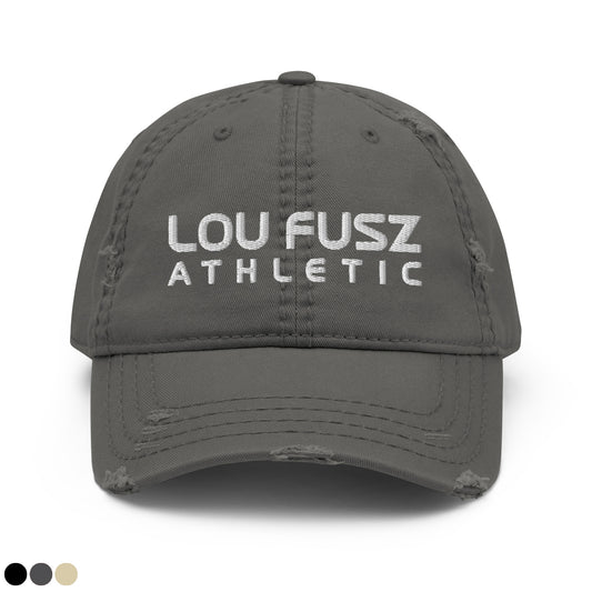 Adult Distressed Dad Hat - Embroidered Lou Fusz Athletic Stack