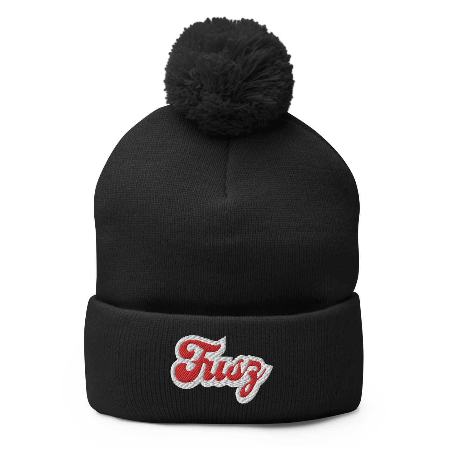 Adult Beanie With Pom-Pom - Embroidered Vintage Fusz Script