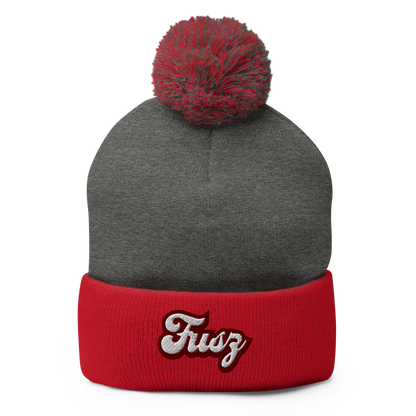 Adult Beanie With Pom-Pom - Embroidered Vintage Fusz Script