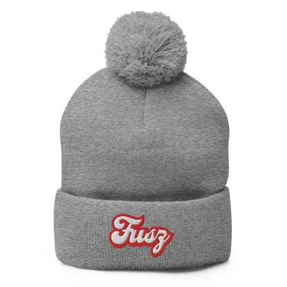 Adult Beanie With Pom-Pom - Embroidered Vintage Fusz Script