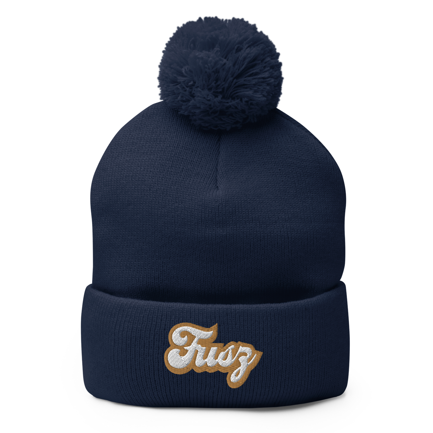 Adult Beanie With Pom-Pom - Embroidered Vintage Fusz Script