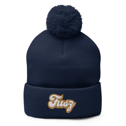 Adult Beanie With Pom-Pom - Embroidered Vintage Fusz Script