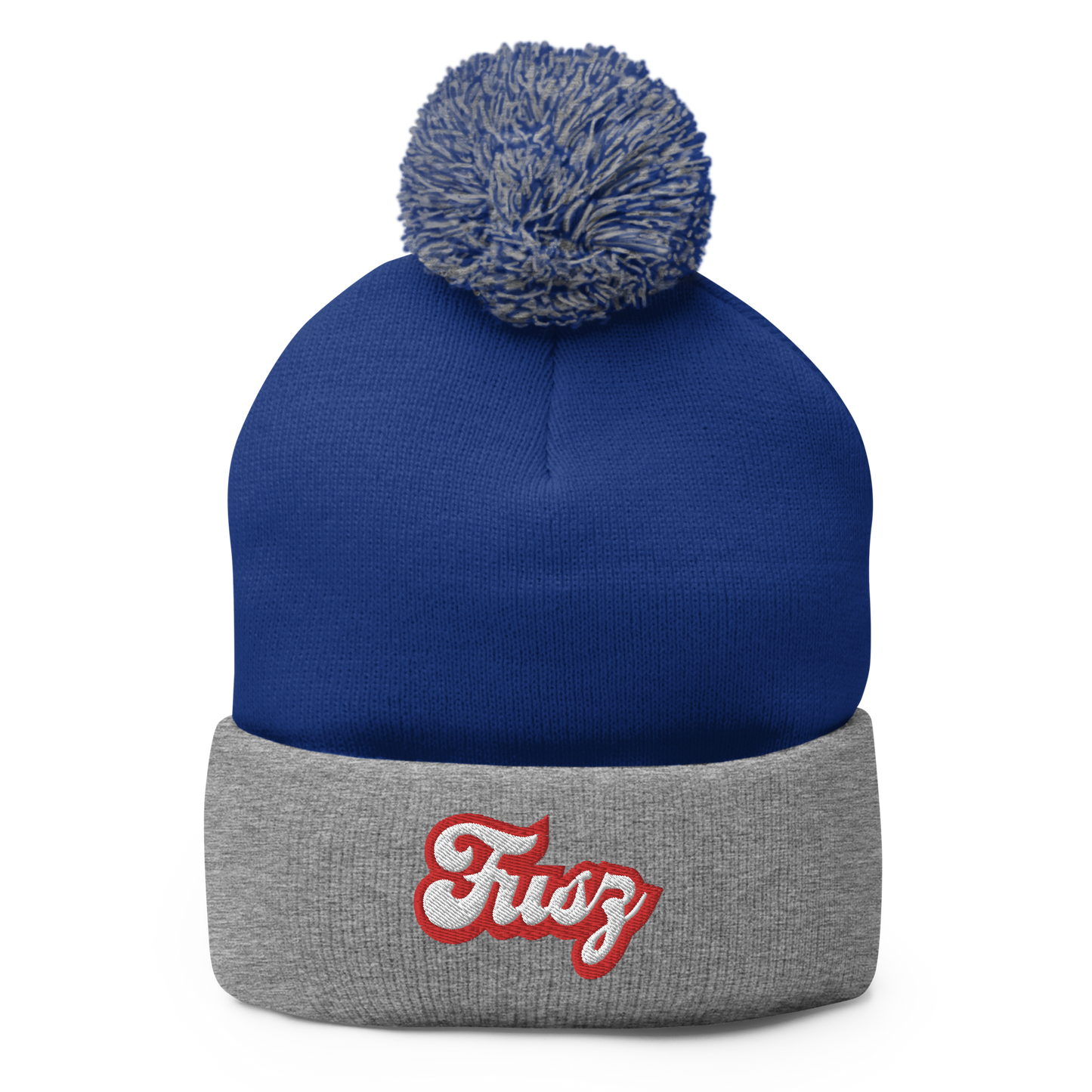 Adult Beanie With Pom-Pom - Embroidered Vintage Fusz Script