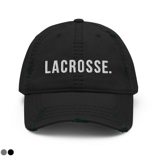 Adult Distressed Dad Hat - Embroidered Lacrosse